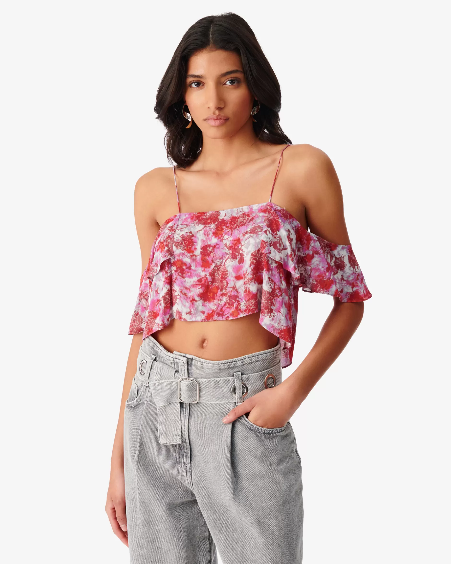 Online Crop Top Con Stampa Minak Donna Camicie & Top