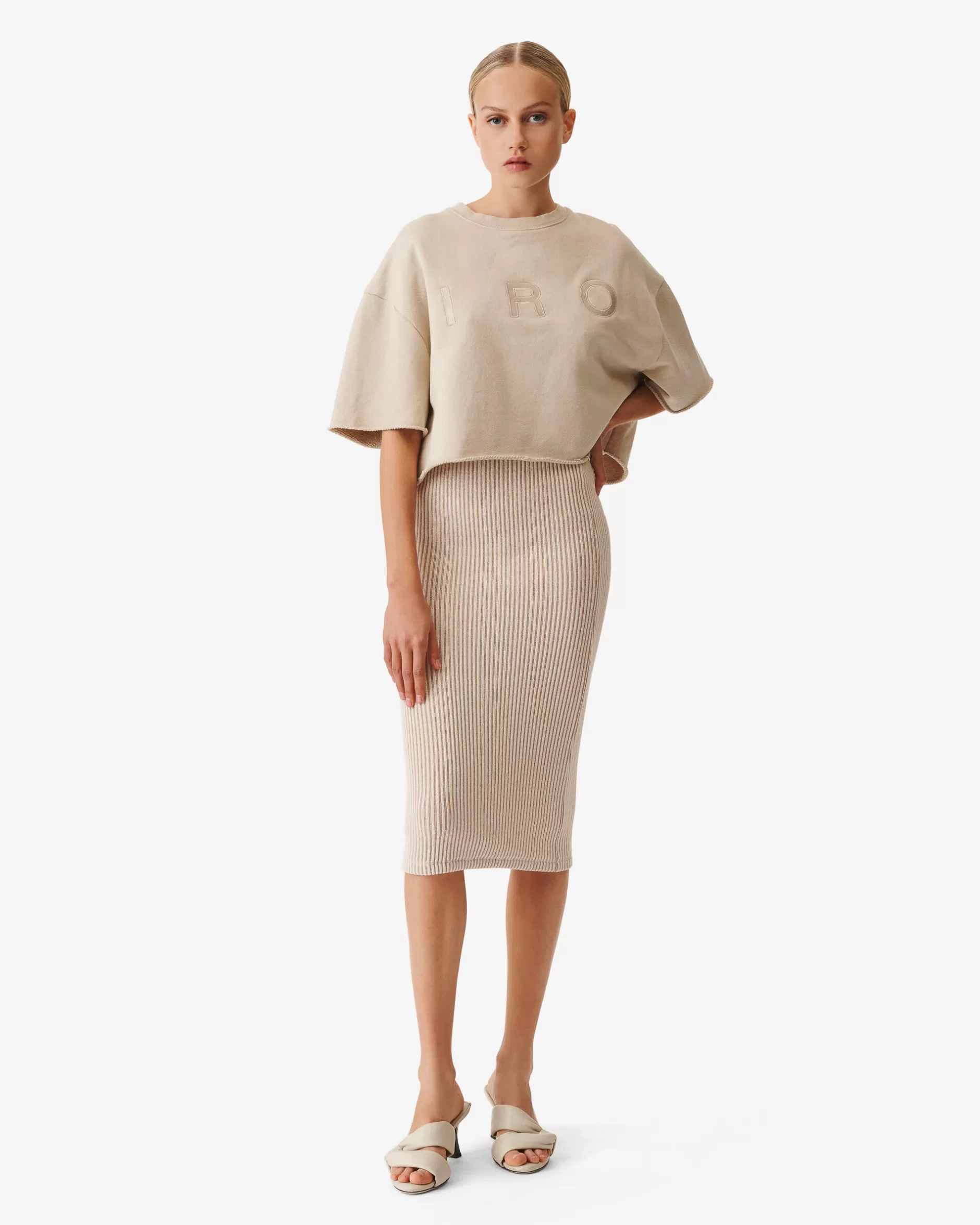 Clearance Gonna Midi A Coste Bicolore Ghita Donna Gonne & Shorts