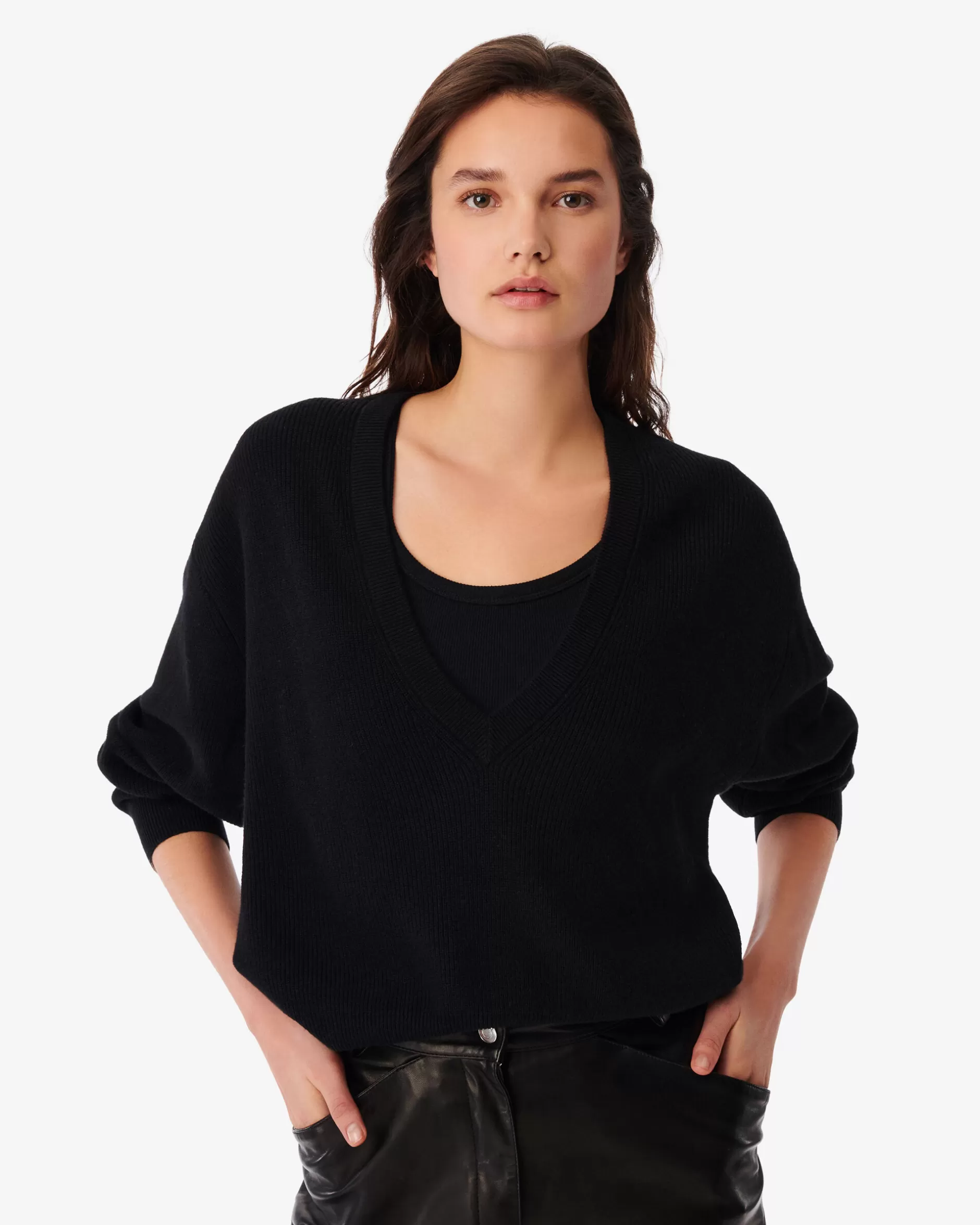 Cheap Maglione Corto Con Scollo A V Viola Donna Maglioni & Felpe