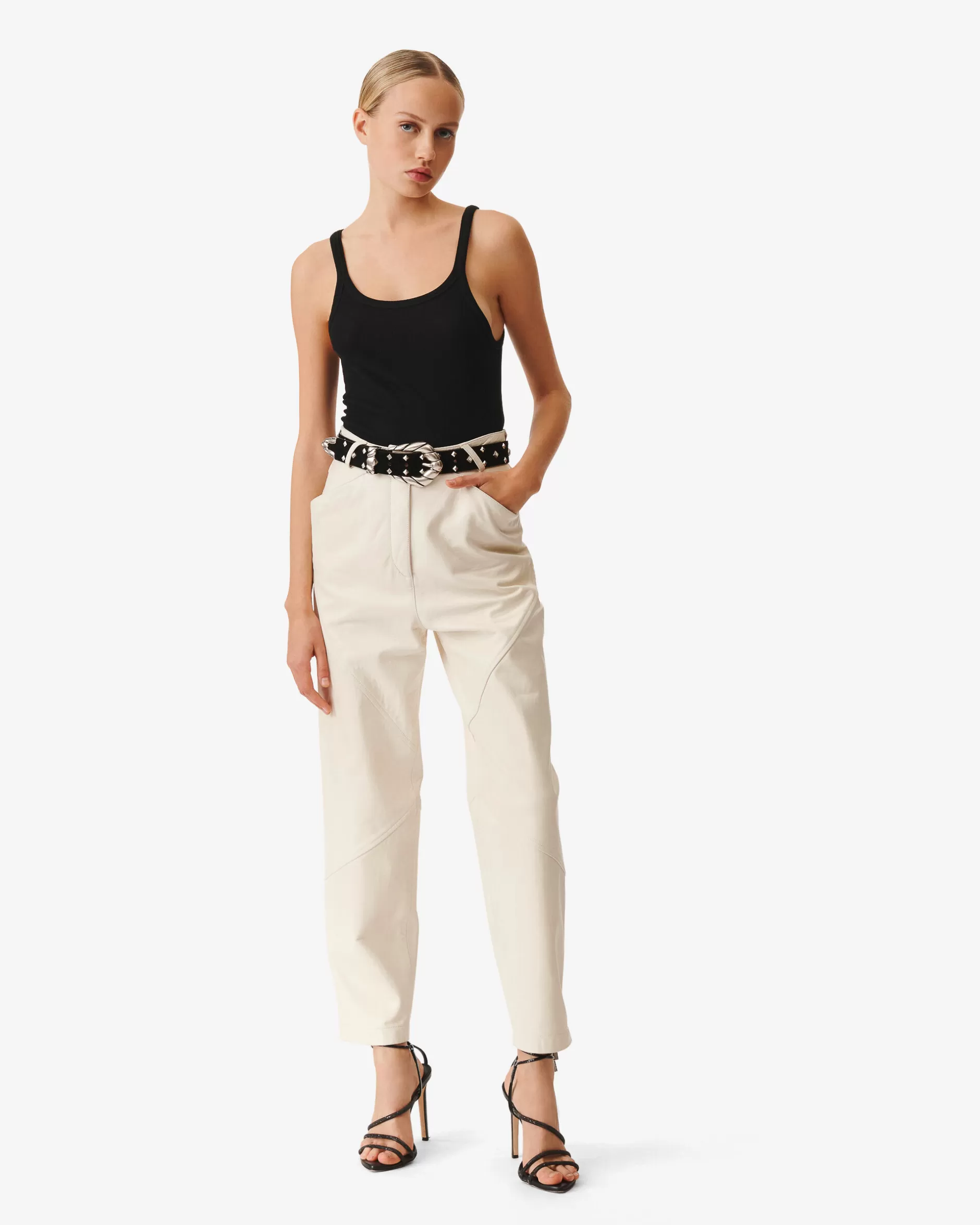 Best Sale Pantaloni Dritti In Pelle Hazel Donna Pantaloni