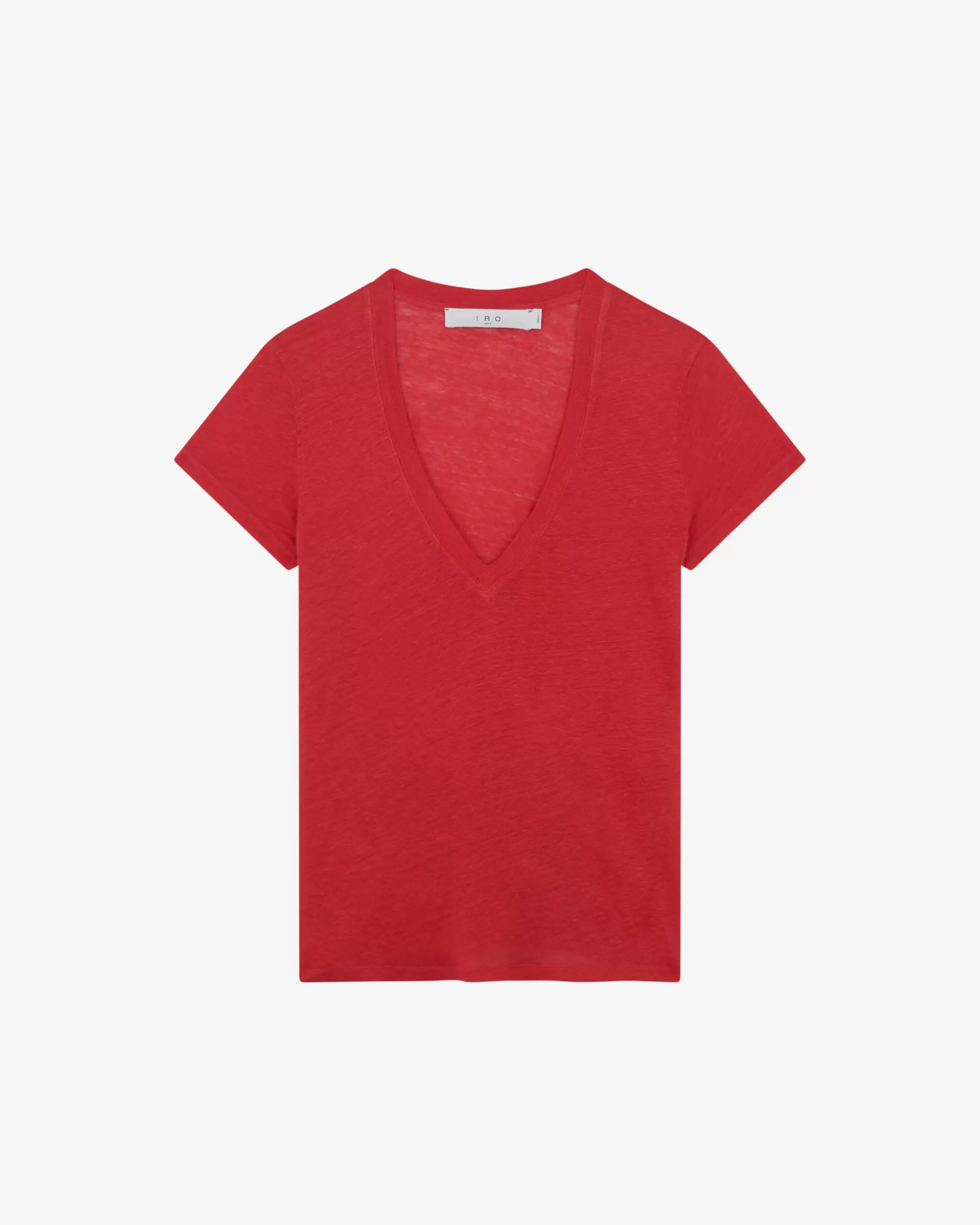 New T-Shirt Con Scollo A V In Lino Rodeo Donna T-Shirts