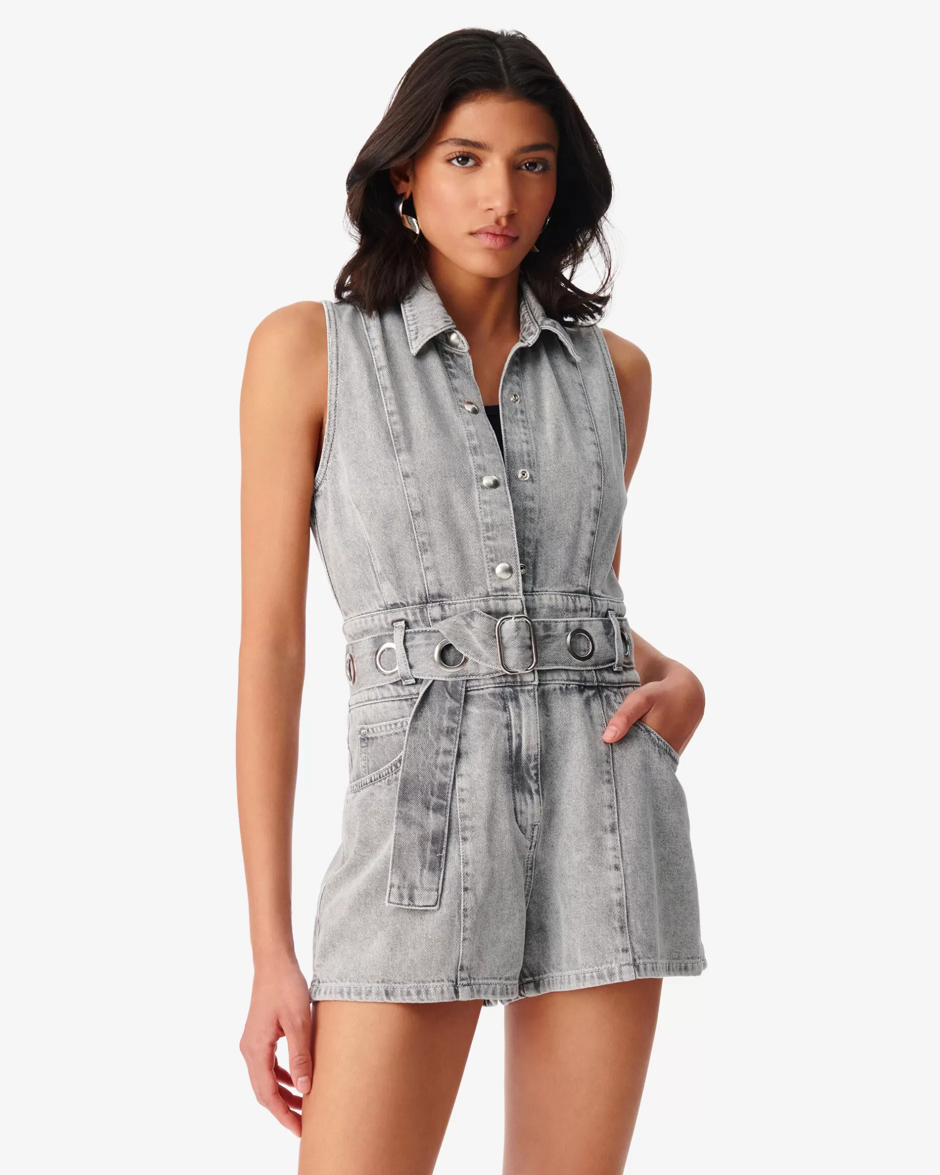 Cheap Tuta Corta In Denim Ivali Donna Tute