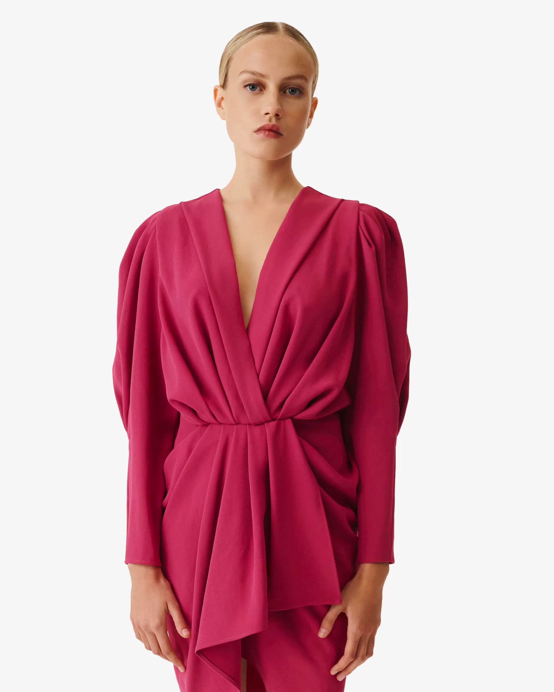 Store Vestito Corto A Pieghe Con Scollo A V Kalea Donna Vestiti