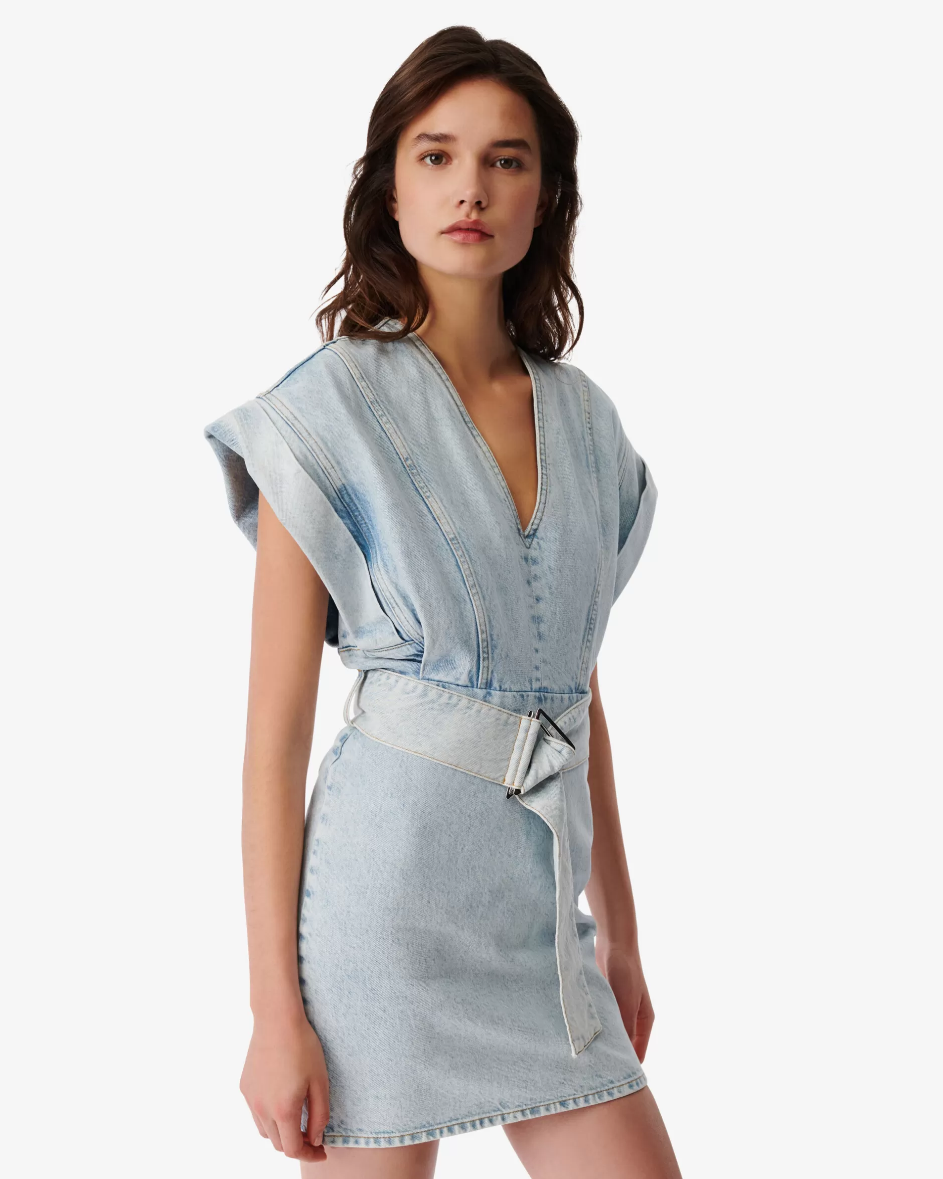 Shop Vestito In Denim Con Cintura Pauleen Donna Vestiti